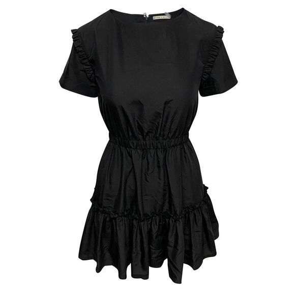 Alice + Olivia Garner Ruffled Mini Dress in Black Modal